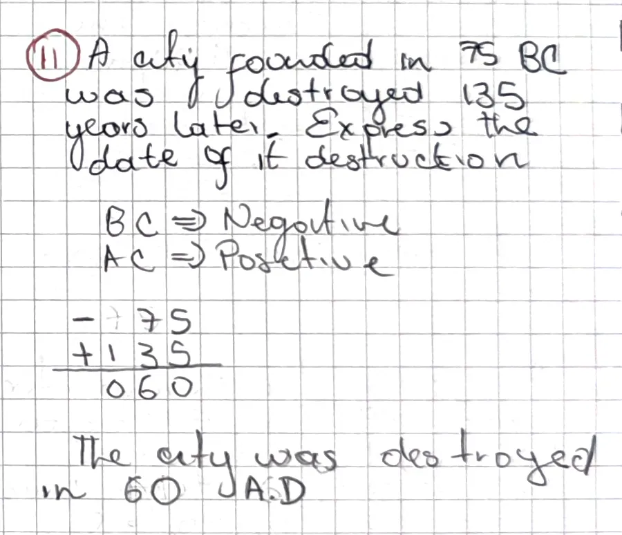 Exercise 11: Positive and Negative Quantities 2, hand-written solution