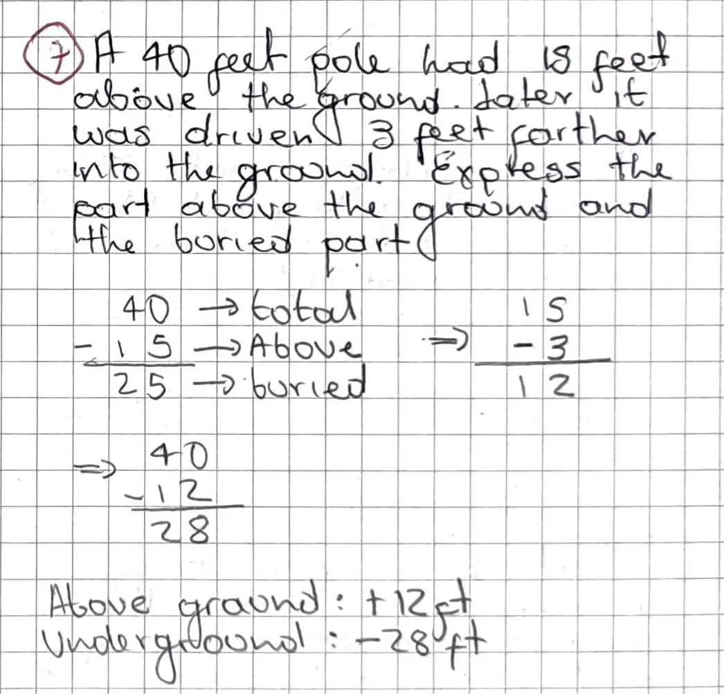 Exercise 7: Positive Direction: Left to Right and Bottom to Top, hand-written solution
