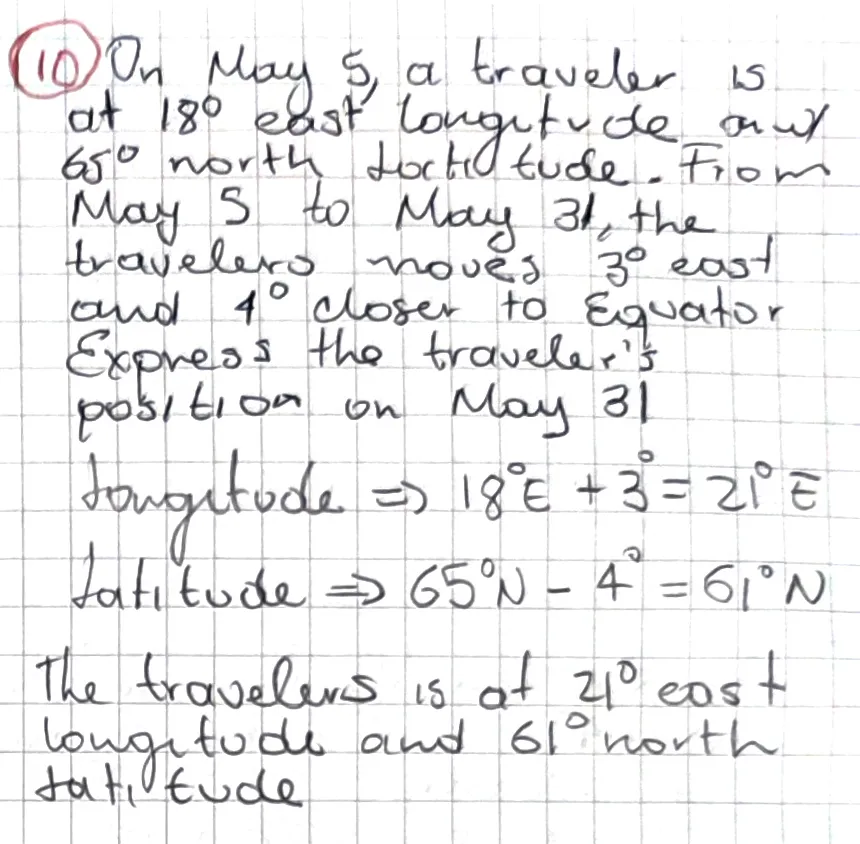 Exercise 10: Positive and Negative Quantities 2, hand-written solution