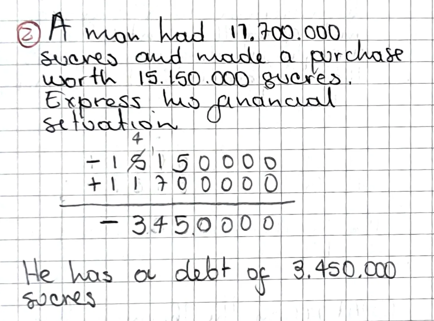 Exercise 2: Positive and Negative Quantities 1, hand-written solution