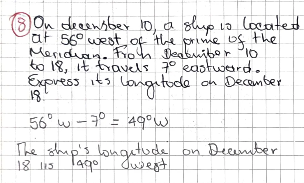 Exercise 8: Positive and Negative Quantities 2, hand-written solution