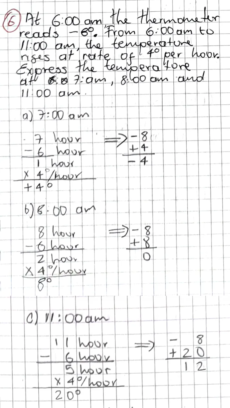 Exercise 6: Positive and Negative Quantities 2, hand-written solution