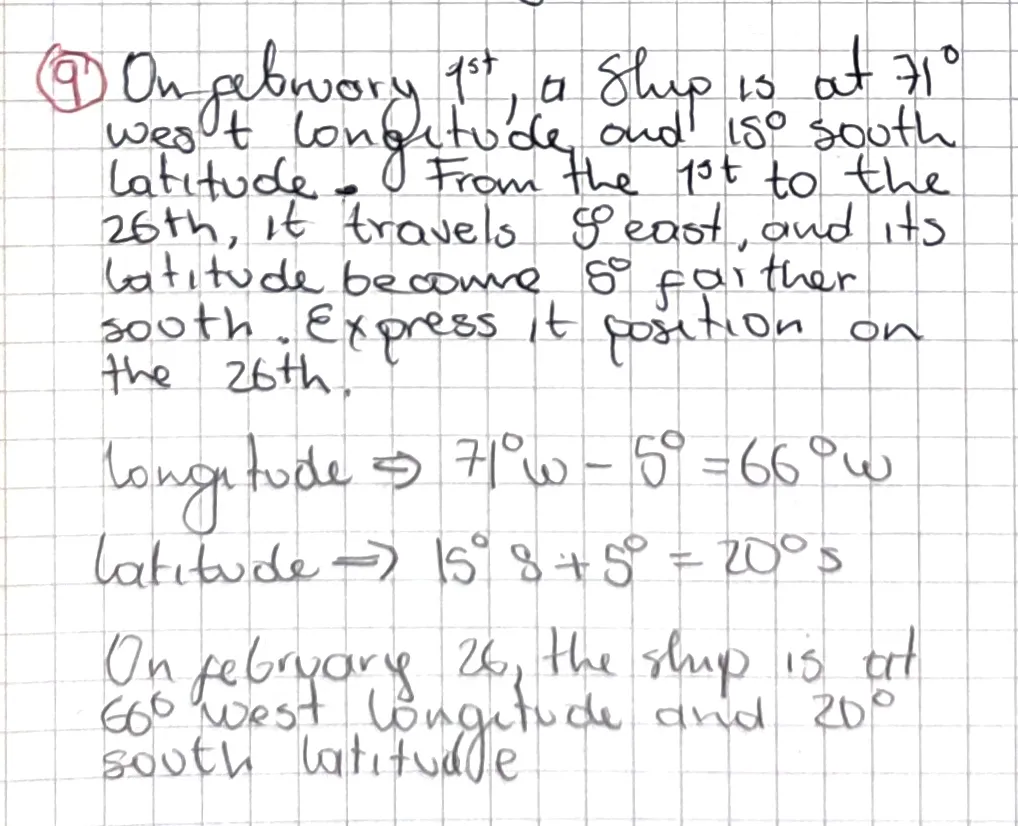 Exercise 9: Positive and Negative Quantities 2, hand-written solution