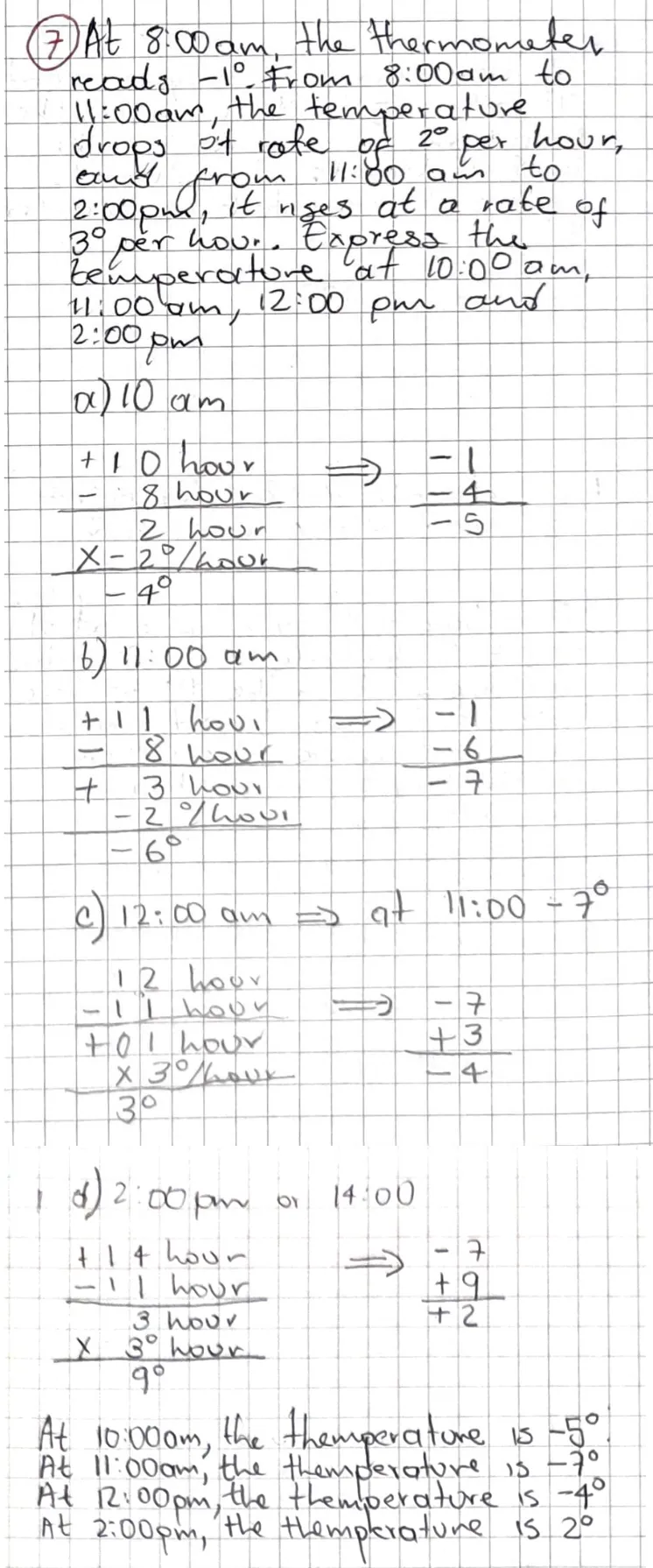 Exercise 7: Positive and Negative Quantities 2, hand-written solution